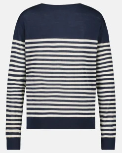 Luxueuze 100% Merino Smerlada Gestreepte Blouse